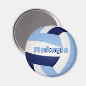 ネイビーブルーltブルーバレーボール子供の誕生日パーティー マグネット (正面/裏面)