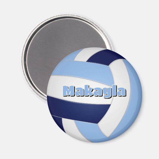 ネイビーブルーltブルーバレーボール子供の誕生日パーティー マグネット (正面/裏面)