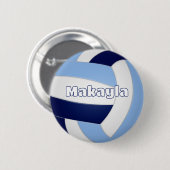 ネイビーブルーltブルーバレーボール子供の誕生日パーティー 缶バッジ (正面&裏面)