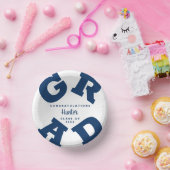 ネイビーブルーonホワイト卒業パーソナライズされた ペーパーボウル (パーティー)