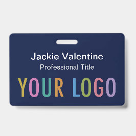 ネイビーブルーPVCネームバッジ クリップ式ランヤードまたはリール付き バッジ