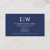 ネイビーブルーQRコードフォトモノグラムミニマル 名刺 (裏面)