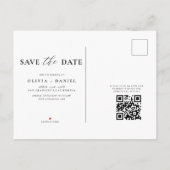 ネイビーブルーQRコードワイルドフラワー結婚フローラ 案内ポストカード (裏面)