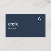 ネイビーブルーQRコード金フェイク箔モノグラム 名刺 (正面)