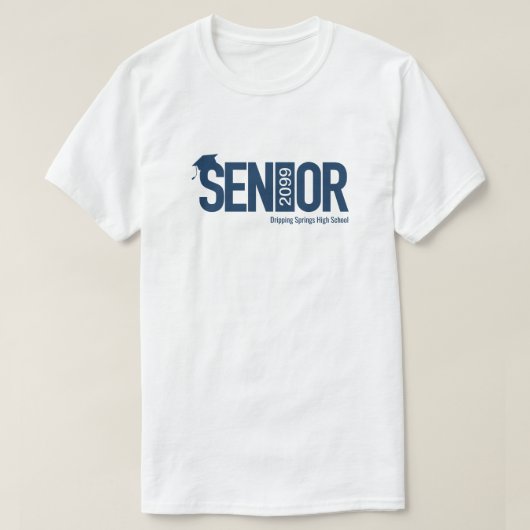 ネイビーブルーSENIOR卒業キャップ Tシャツ (デザイン正面)