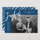 ネイビーブルーSimple Joyful Photo シーズンカード (正面/裏面)