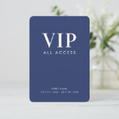 ネイビーブルーVIPオールアクセス 3.5" x 5" IDバッジ 招待状 (スタンド正面)