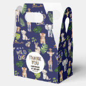 ネイビーブルーWIldワンテーマのサファリアニマルズ誕生日 フェイバーボックス (オープン)