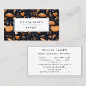 ネイビーブレッドパターンベーカリーパティシシェフアンドケーター 名刺 (正面/裏面)