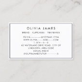 ネイビーブレッドパターンベーカリーパティシシェフアンドケーター 名刺 (裏面)