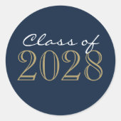 ネイビーブロンズ金ゴールド卒業封筒用シールシール ラウンドシール (正面)