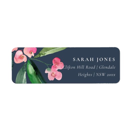 ネイビーブーホピンククリストサンザクティ開花アドレス ラベル (正面)