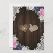 ネイビーブ素朴ルー赤面ピンクフローラキンセアニェラ 招待状 (裏面)