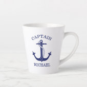 ネイビーブ航海のルーいかりキャプテンの名前の追加 カフェラテマグ (右)