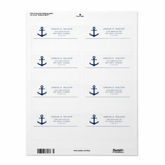 ネイビーブ航海のルーいかりビジネス差出人住所 ラベル (フルシート)