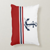 ネイビーブ航海のルーいかりブルーホワイトレッドストライプ アクセントクッション (正面(垂直))