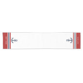 ネイビーブ航海のルーいかりブルーホワイトレッドストライプ ショートテーブルランナー (横)