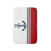 ネイビーブ航海のルーいかりブルーホワイトレッドストライプ バスマット (正面縦)