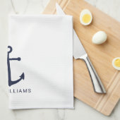 ネイビーブ航海のルーいかり&名前をカスタムする キッチンタオル (四つ折り)