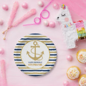 ネイビーブ航海のルー金ゴールドいかり ペーパープレート (パーティー)