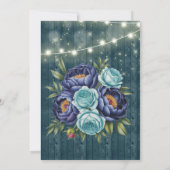 ネイビープオーニーとターコイズバラウェディングシャワー 招待状 (裏面)