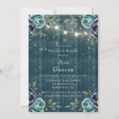 ネイビープニー&ターコイズバラブランチ&バブリー 招待状 (正面)