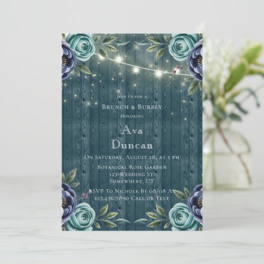 ネイビープニー&ターコイズバラブランチ&バブリー 招待状 (スタンド正面)