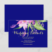 ネイビープラムの夏の花をテーマにした結婚式のゲスト詳細情報 エンクロージャーカード (正面/裏面)