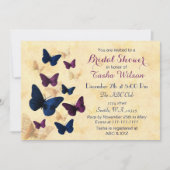 ネイビープラム蝶ブリダ素朴シャワー招待状 招待状 (正面)