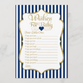 ネイビーベビーブルー金ゴールドベビーシャワーゲームの願い アドバイスカード (正面)