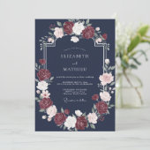 ネイビーベルベットの冬の結婚式 招待状 (スタンド正面)