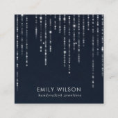 ネイビーベルベット弦灯スタッドイヤリングディスプレイ  スクエア名刺 (正面)