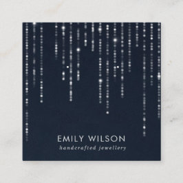 ネイビーベルベット弦灯スタッドイヤリングディスプレイ スクエア名刺