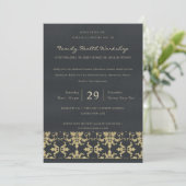 ネイビーベルベット金ゴールドダマスククラシックイベント 招待状 (スタンド正面)