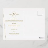 ネイビーベルベット金箔書道結婚の 箔招待状ポストカード (裏面)