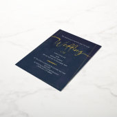 ネイビーベルベット金箔書道結婚の 箔招待状ポストカード (回転した状態)