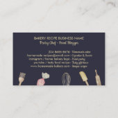 ネイビーベーカリーペストリーハンドツール調理師シェフ 名刺 (裏面)