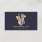 ネイビーベーカリーペストリーハンドツール調理師シェフ 名刺 (正面)