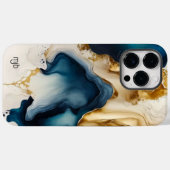 ネイビーベージュとブラックインクのモノグラム付き洗剤 Case-Mate iPhoneケース (裏面 (横))