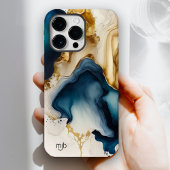 ネイビーベージュとブラックインクのモノグラム付き洗剤 Case-Mate iPhoneケース