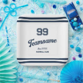 ネイビーベースボールクカスタムラブ選手番号&チーム名 ペーパープレート (パーティー)