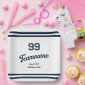 ネイビーベースボールクカスタムラブ選手番号&チーム名 ペーパープレート (パーティー)