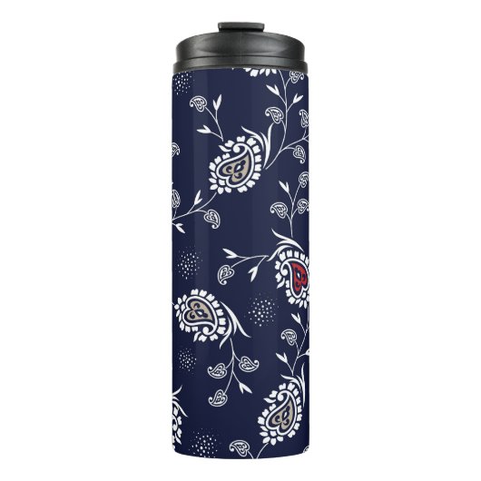ネイビーペイズリーエレガント：パターンデザイン。 タンブラー (正面)