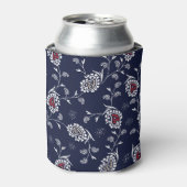 ネイビーペイズリーエレガント：パターンデザイン。 缶クーラー (缶正面)