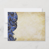 ネイビーペイズリーピーコックサンキューカードあなたの写真 サンキューカード (裏面)