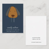 ネイビーペットドッグブラウンラベルピンチャーム表示テンプレート 名刺 (正面/裏面)