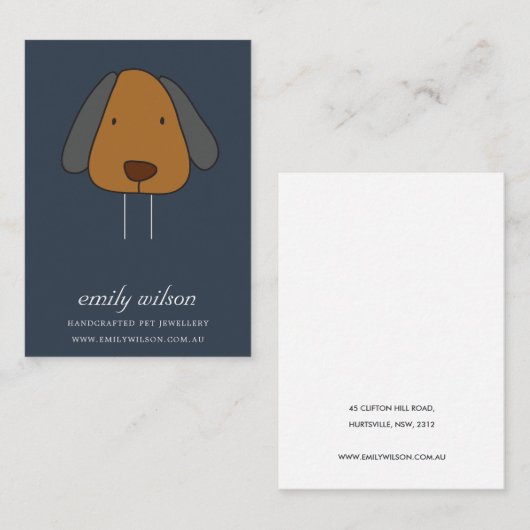 ネイビーペットドッグブラウンラベルピンチャーム表示テンプレート 名刺 (正面/裏面)