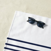 ネイビーホエールウォーターカラーブルーヴィンテージ 航海の ビーチタオル (インサイチュ)