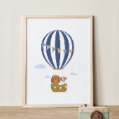 ネイビーホットエアバルーン犬子供部屋デコールポスター ポスター