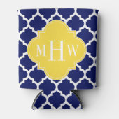 ネイビーホットモロッコパイナップル#5モノグラム 缶クーラー (正面)